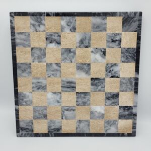 Vintage 10 Inch Marble Onyx Stone Chess Board Only Tan Black White Hand Carved